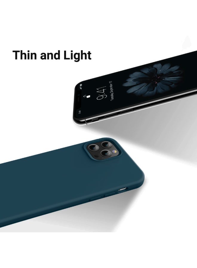 متوافق مع آيفون 15 برو ماكس 6.7 بوصة، غطاء هاتف نحيف من السيليكون السائل، 4 طبقات من المطاط الهلامي الناعم، مقاوم للصدمات، مع بطانة من الألياف الدقيقة المقاومة للخدش (لون بترولي). - Image 3